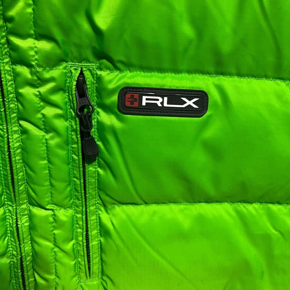 RLX Ralph Lauren Puffer Vest Mens XL Green Down Filled Neon Gorpcore Winter